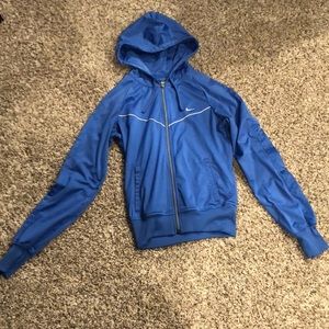 Blue Nike athletic zip up hoodie
